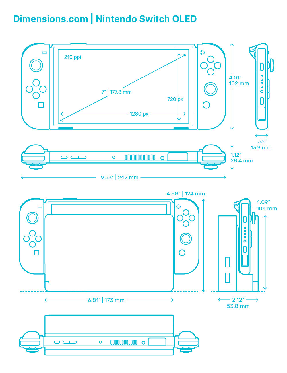 Dimensiones Nintendo Switch OLED